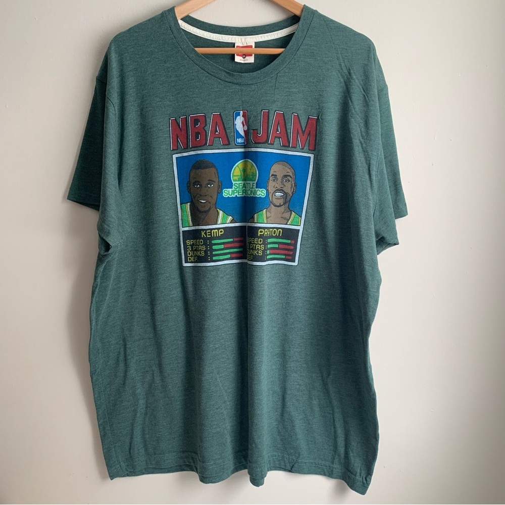 Homage NBA Jam Seattle SuperSonics Shawn Kemp and Gary Payton T-Shirt Sz XXL